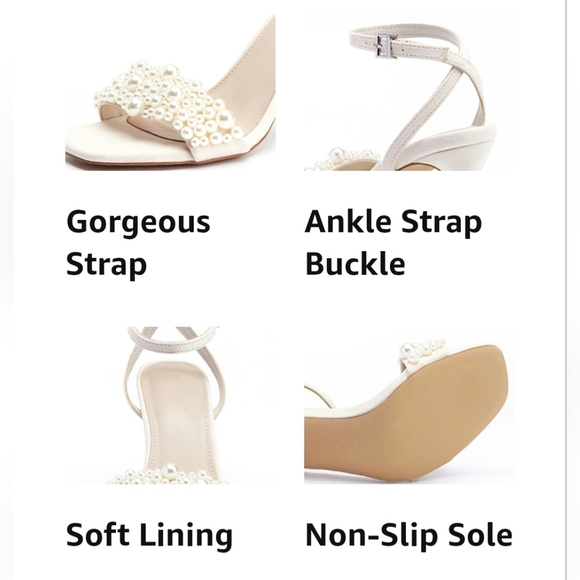 Coutgo Elegant Pearl-Embellished Nude Heels #654 - Picture 7 of 13